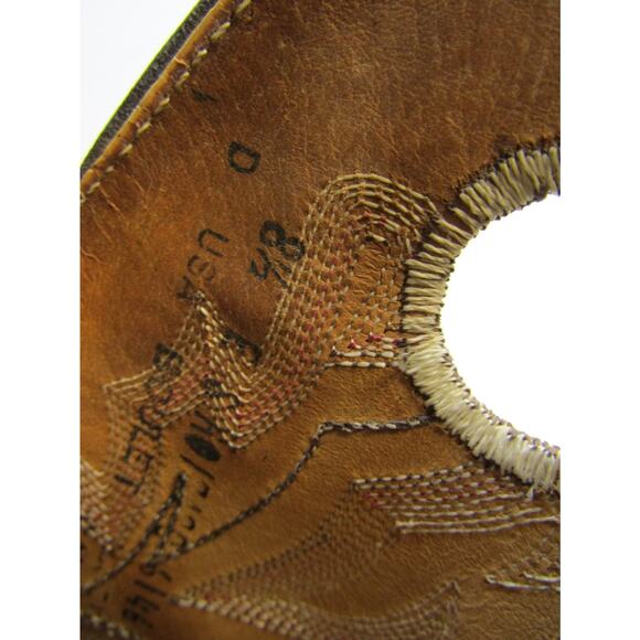Boulet Mens Size 8.5 E Beige Brown Leather Buckaroo Western Cowboy Boots